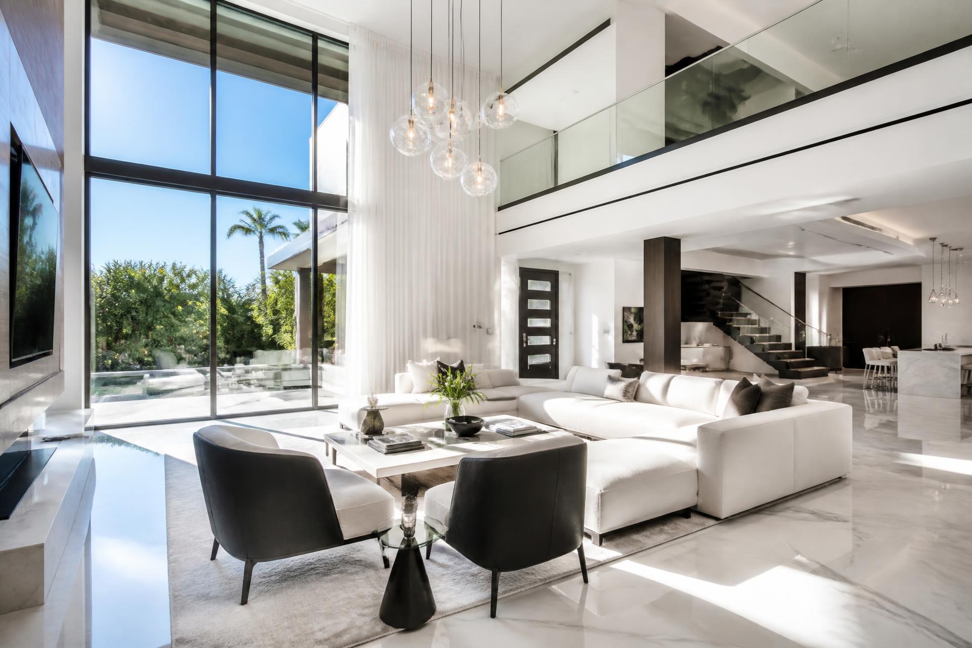Immaculate modern luxury living room cleaned by Weshyne